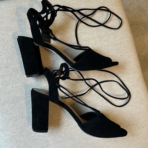 Gianni Bini Keelin Lace-Up Black Velvet Heels - Picture 10 of 10